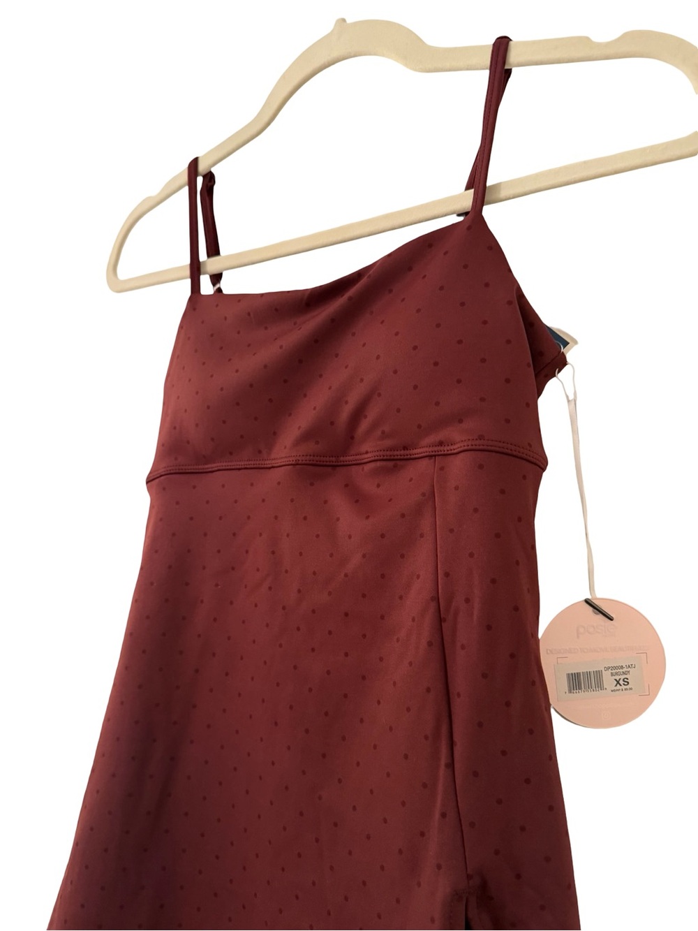 Posie Active Polka Dot Athleisure Mini Dress Burgundy XS NWT - Picture 5 of 9